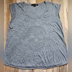 Skull Cashmere Large Blue Tank Top